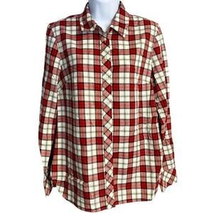 Talbots Shimmery Plaid Button Down Shirt Women's Small Festive‎ Holiday Winter
